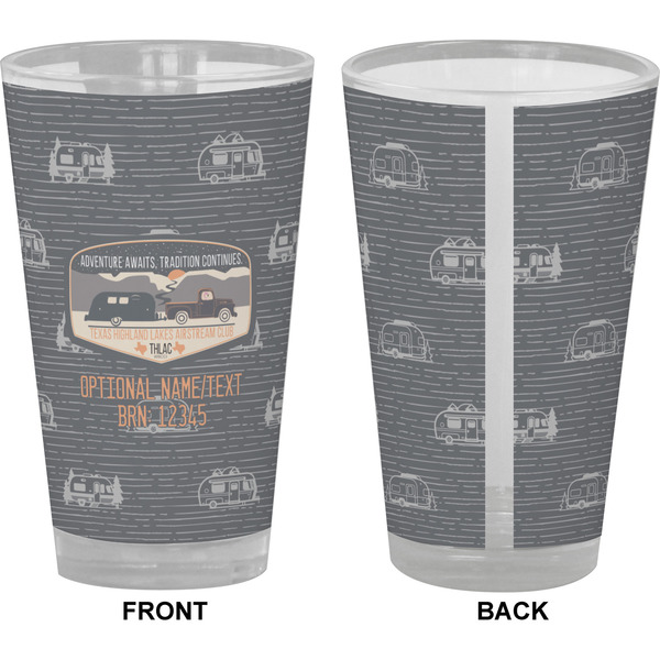 Texas Highland Lakes Airstream Club Logo Pint Glass - Full Color - Front & Back Views