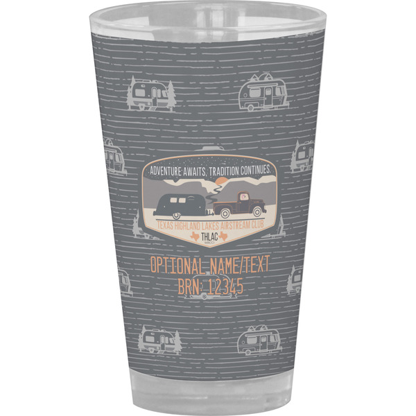 Custom Texas Highland Lakes Airstream Club Logo Pint Glass - Full Color
