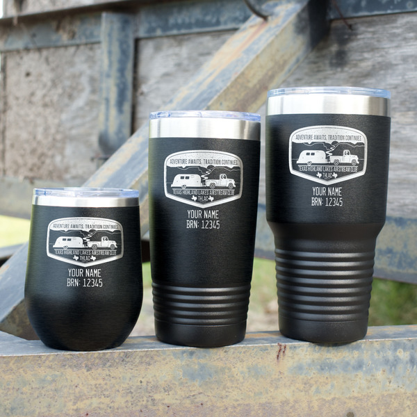 Texas Highland Lakes Airstream Club Logo Polar Camel Tumblers - Group Shot
