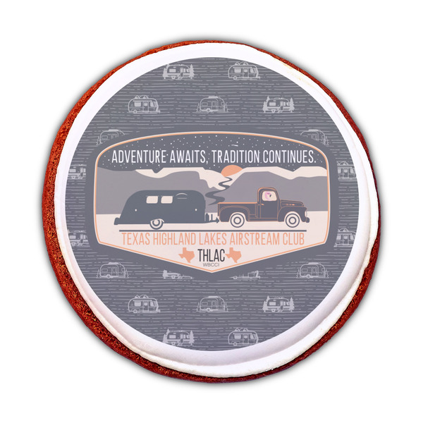 Texas Highland Lakes Airstream Club Logo Printed Icing Circle - Medium - On Cookie
