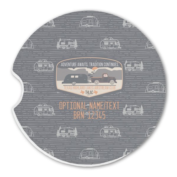 Texas Highland Lakes Airstream Club Logo Sandstone Car Coaster - Single