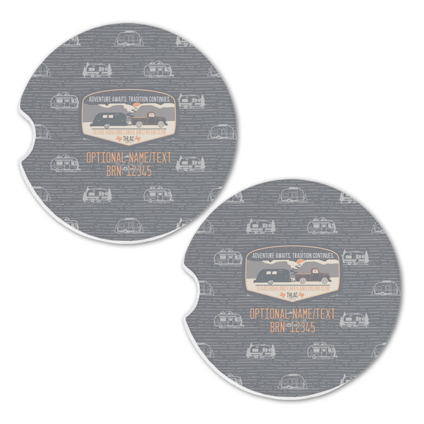 Texas Highland Lakes Airstream Club Logo Sandstone Car Coasters - Set of 2
