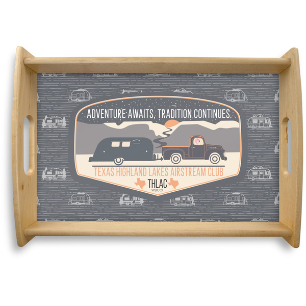 Custom Texas Highland Lakes Airstream Club Logo Natural Wooden Tray - Small