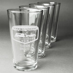 Texas Highland Lakes Airstream Club Logo Pint Glasses - Laser Engraved - Set of 4