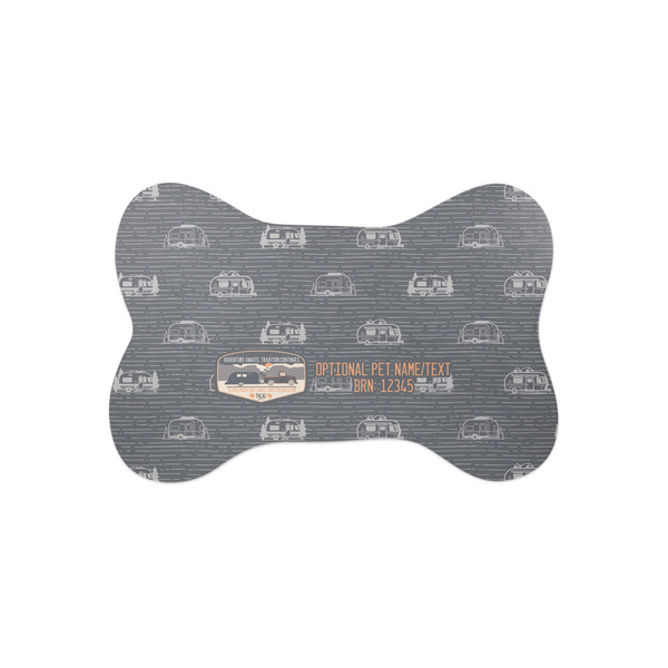 Custom Texas Highland Lakes Airstream Club Logo Bone Shaped Dog Food Mat - Small