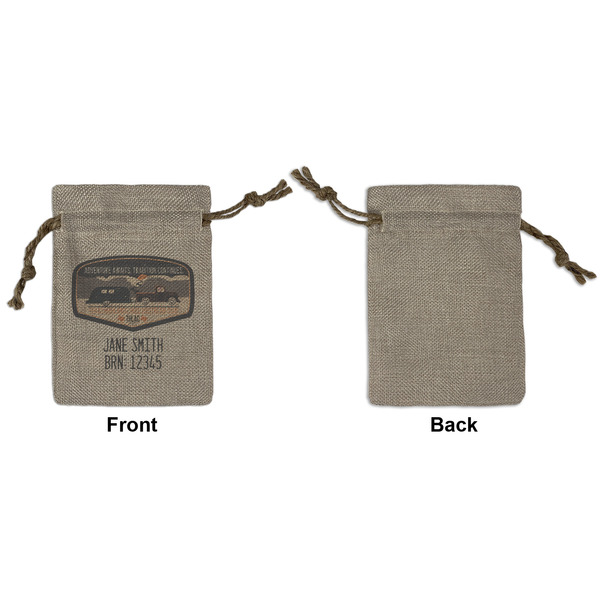 Texas Highland Lakes Airstream Club Logo Small Burlap Gift Bag - Front Approval