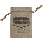 Texas Highland Lakes Airstream Club Logo Burlap Gift Bag - Small - Single-Sided