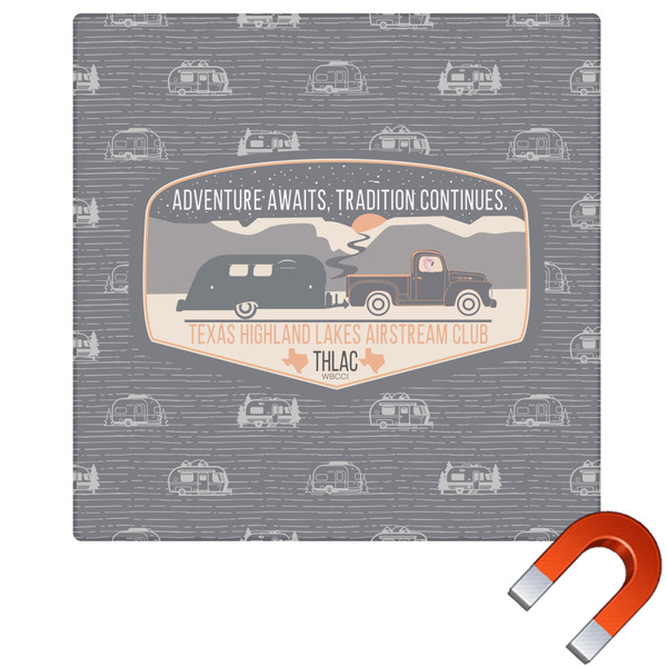 Custom Texas Highland Lakes Airstream Club Logo Square Car Magnet - 6"