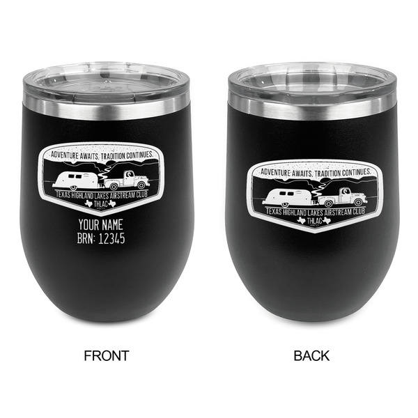 Texas Highland Lakes Airstream Club Logo Stainless Wine Tumblers - Black - Double Sided - Approval