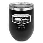 Texas Highland Lakes Airstream Club Logo Stemless Stainless Steel Wine Tumbler - Black - Double-Sided
