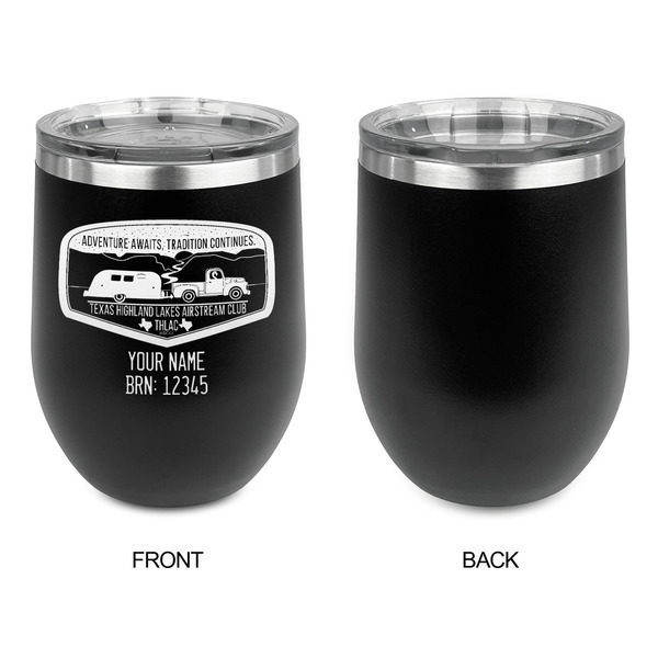 Texas Highland Lakes Airstream Club Logo Stainless Wine Tumblers - Black - Single Sided - Approval