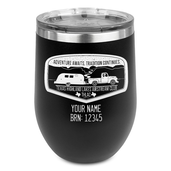 Custom Texas Highland Lakes Airstream Club Logo Stemless Stainless Steel Wine Tumbler