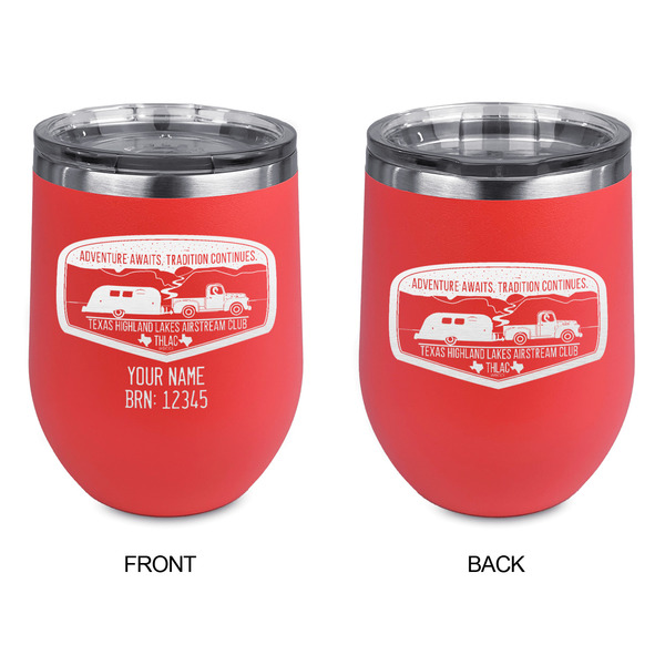 Texas Highland Lakes Airstream Club Logo Stainless Wine Tumblers - Coral - Double Sided - Approval