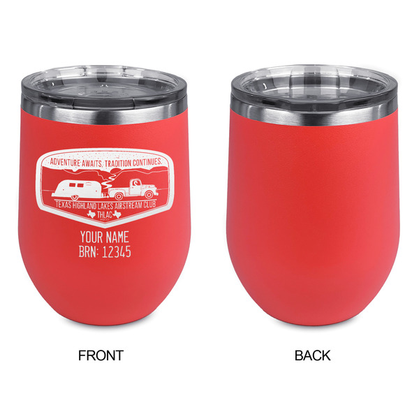 Texas Highland Lakes Airstream Club Logo Stainless Wine Tumblers - Coral - Single Sided - Approval