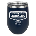 Texas Highland Lakes Airstream Club Logo Stemless Stainless Steel Wine Tumbler - Navy - Double-Sided
