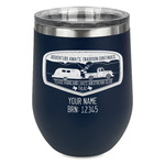 Texas Highland Lakes Airstream Club Logo Stemless Stainless Steel Wine Tumbler - Navy - Single-Sided