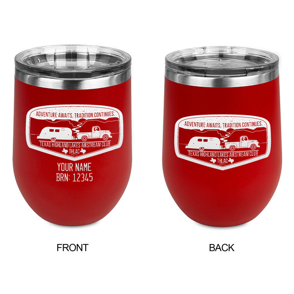 Texas Highland Lakes Airstream Club Logo Stainless Wine Tumblers - Red - Double Sided - Approval