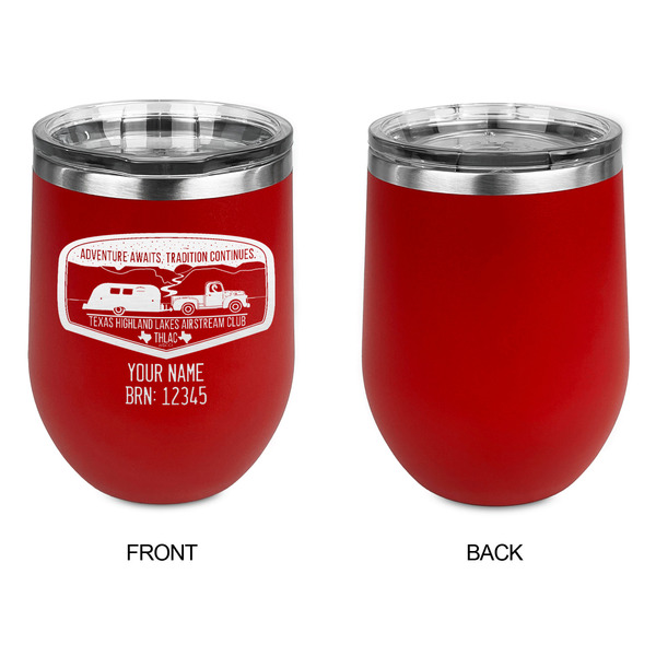 Texas Highland Lakes Airstream Club Logo Stainless Wine Tumblers - Red - Single Sided - Approval