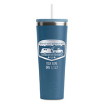 Texas Highland Lakes Airstream Club Logo RTIC Everyday Tumbler with Straw - 28oz - Steel Blue - Single-Sided