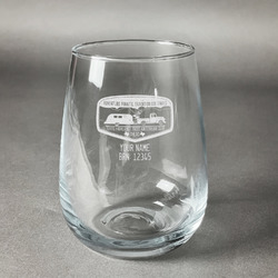 Texas Highland Lakes Airstream Club Logo Stemless Wine Glass - Laser Engraved