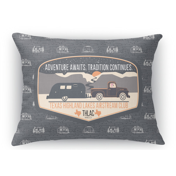 Custom Texas Highland Lakes Airstream Club Logo Rectangular Throw Pillow Case