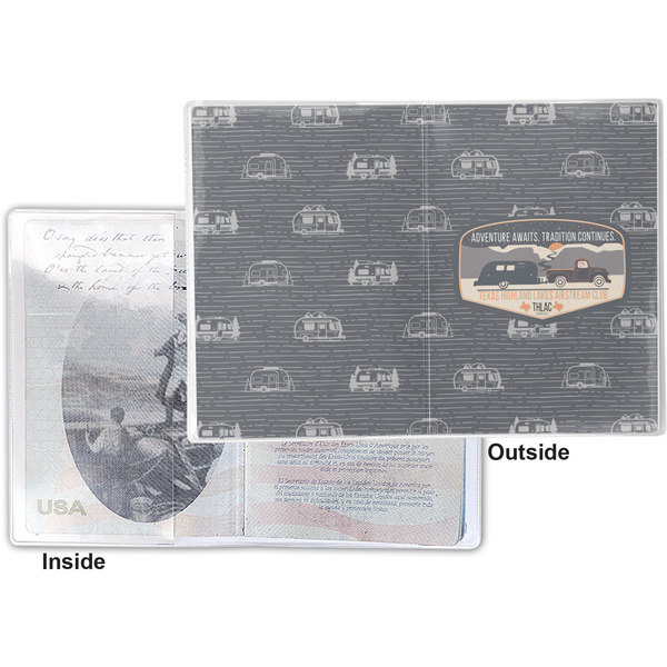 Texas Highland Lakes Airstream Club Logo Vinyl Passport Holder - Flat Front and Back