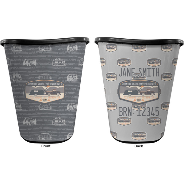 Texas Highland Lakes Airstream Club Logo Waste Basket - Black - Double Sided - Approval