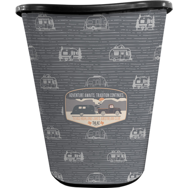 Texas Highland Lakes Airstream Club Logo Waste Basket - Black - Front
