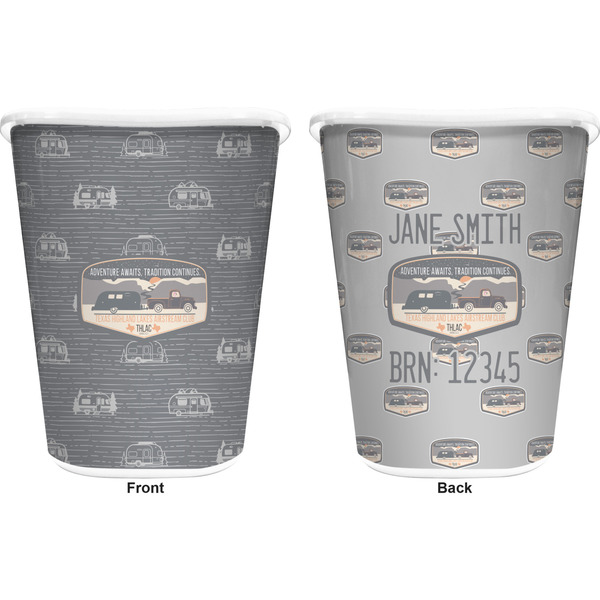 Texas Highland Lakes Airstream Club Logo Waste Basket - White - Double Sided - Approval