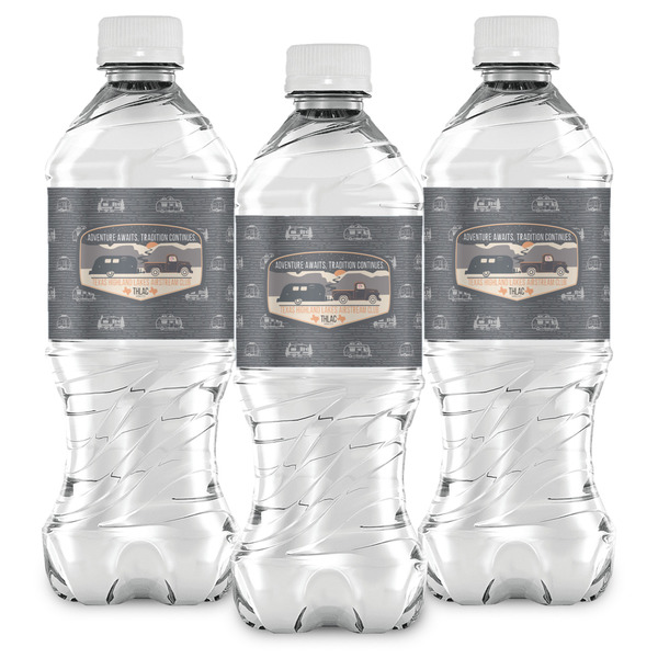 Texas Highland Lakes Airstream Club Logo Water Bottle Labels - Front View