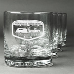 Texas Highland Lakes Airstream Club Logo Whiskey Glasses - Engraved - Set of 4