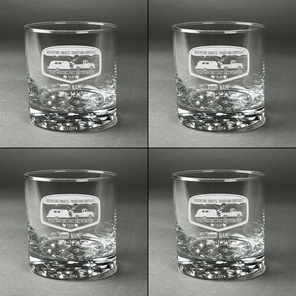 Texas Highland Lakes Airstream Club Logo Whiskey Glasses - Set of 4 - Front