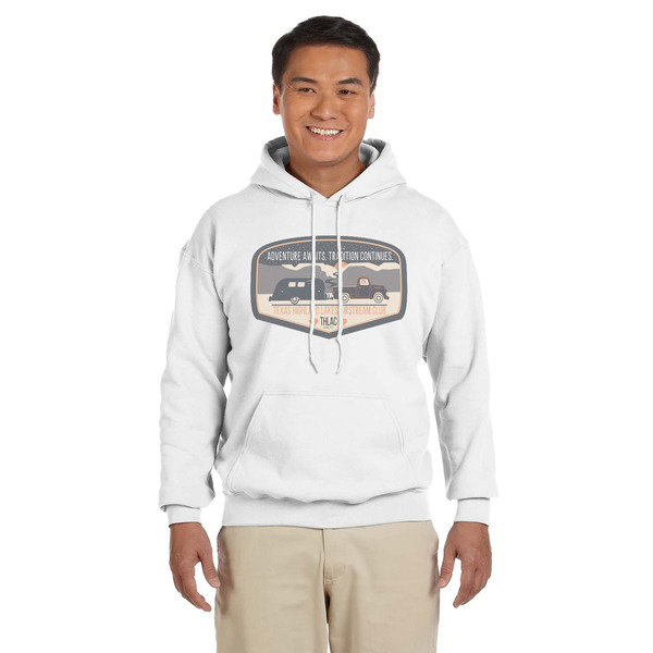Custom Texas Highland Lakes Airstream Club Logo Hoodie - White