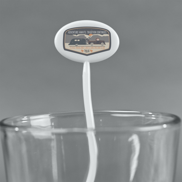 Texas Highland Lakes Airstream Club Logo White Plastic 7" Stir Stick - Oval - Main