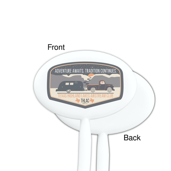 Texas Highland Lakes Airstream Club Logo White Plastic 7" Stir Stick - Single Sided - Oval - Front & Back