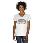Texas Highland Lakes Airstream Club Logo Women's V-Neck T-Shirt - White