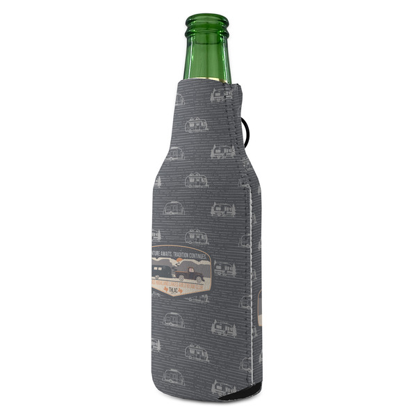 Texas Highland Lakes Airstream Club Logo Zipper Bottle Cooler - ANGLE (bottle)