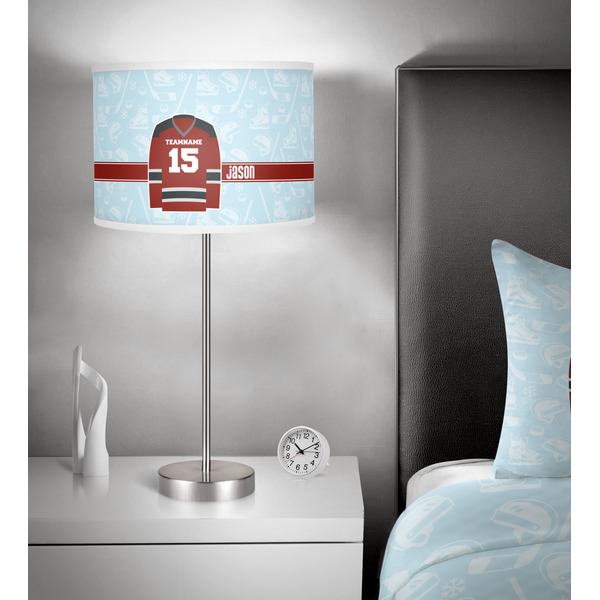 Hockey 13 inch drum lamp shade - in room