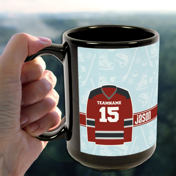 Hockey 15oz. Black Mug - LIFESTYLE