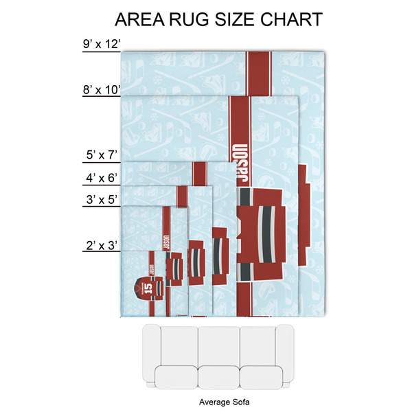 Hockey 2'x3' Indoor Area Rugs - Size Chart