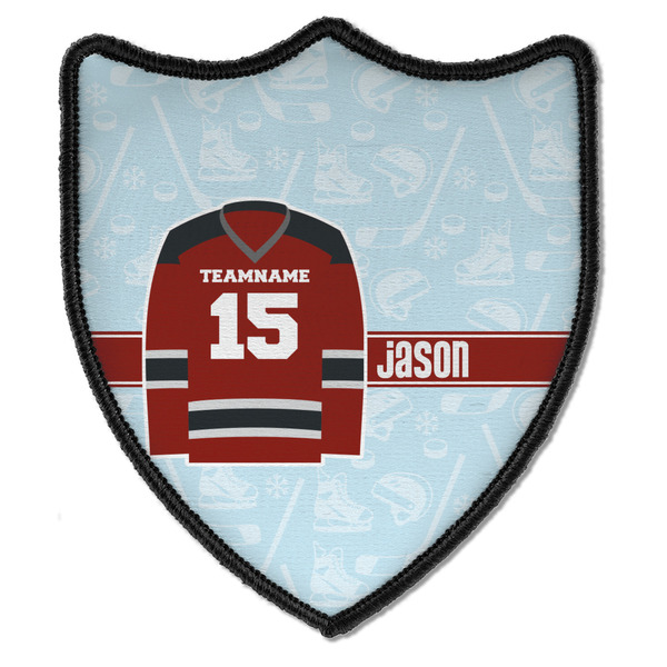 Custom Hockey Iron On Shield Patch B w/ Name and Number