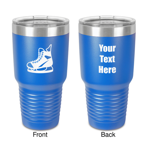 Custom Hockey 30 oz Stainless Steel Tumbler - Royal Blue - Double-Sided (Personalized)