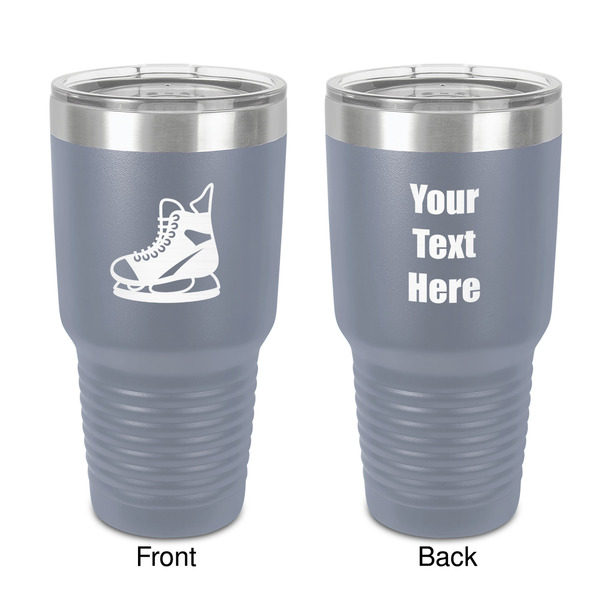 Custom Hockey 30 oz Stainless Steel Tumbler - Grey - Double-Sided (Personalized)