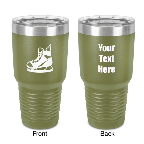 Custom Hockey 30 oz Stainless Steel Tumbler - Olive - Double-Sided (Personalized)