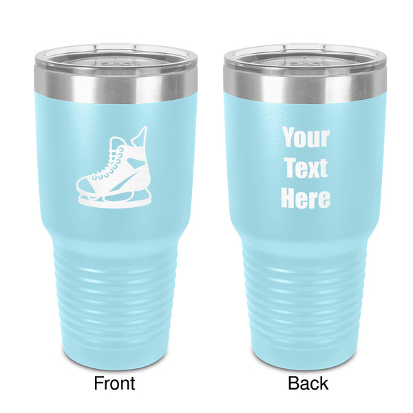 Custom Hockey 30 oz Stainless Steel Tumbler - Teal - Double-Sided (Personalized)