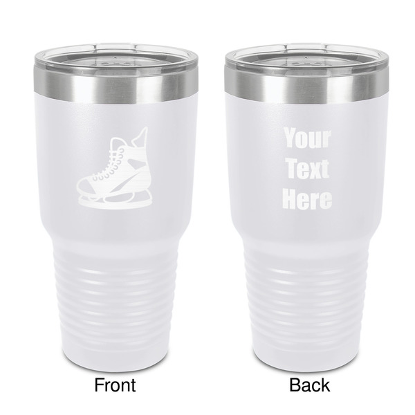 Custom Hockey 30 oz Stainless Steel Tumbler - White - Double-Sided (Personalized)