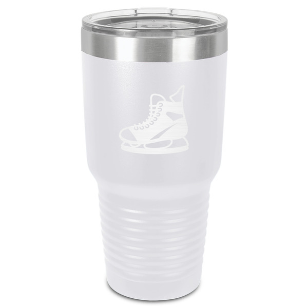 Custom Hockey 30 oz Stainless Steel Tumbler - White - Single-Sided