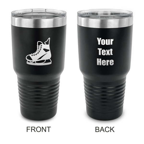 Custom Hockey 30 oz Stainless Steel Tumbler - Black - Double Sided (Personalized)