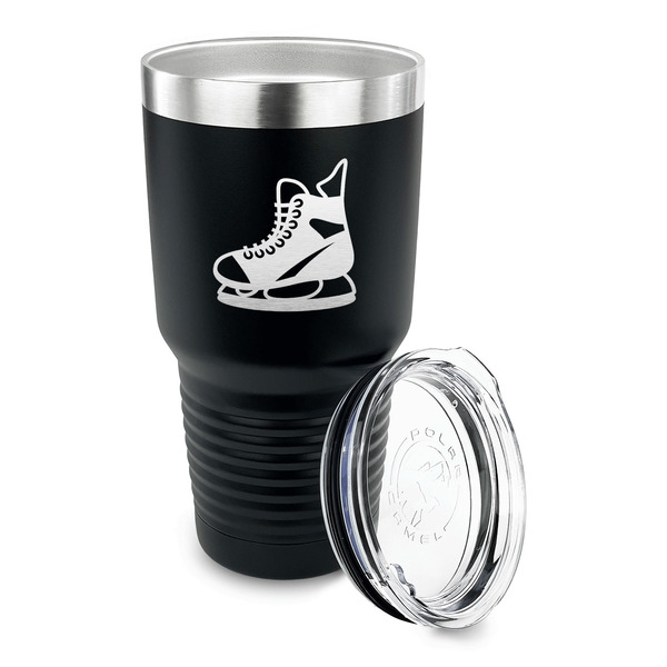 Hockey 30 oz Stainless Steel Ringneck Tumblers - Black - LID OFF