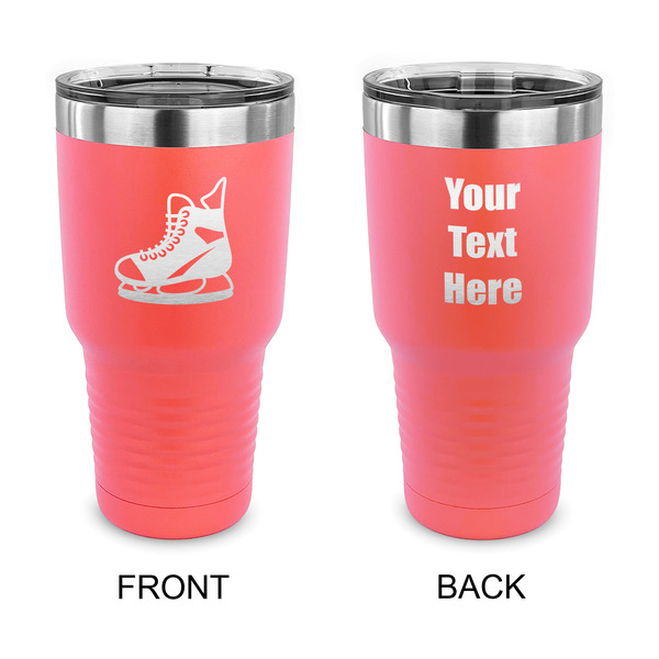 Custom Hockey 30 oz Stainless Steel Tumbler - Coral - Double Sided (Personalized)